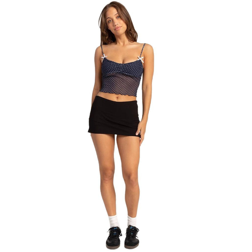 Damen gepunktetes Crop-Top mit verstellbaren Trägern Drune
