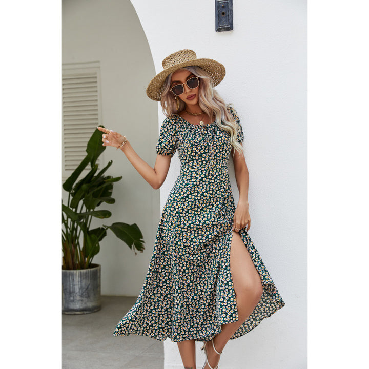 Damen Maxikleid mit floralem Design und schwingendem Saum Drune 1777047927