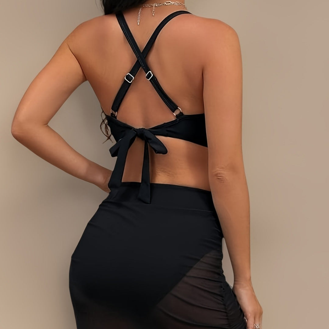 Damen Bikini Oberteil mit transparentem Material und verstellbaren Trägern Drune