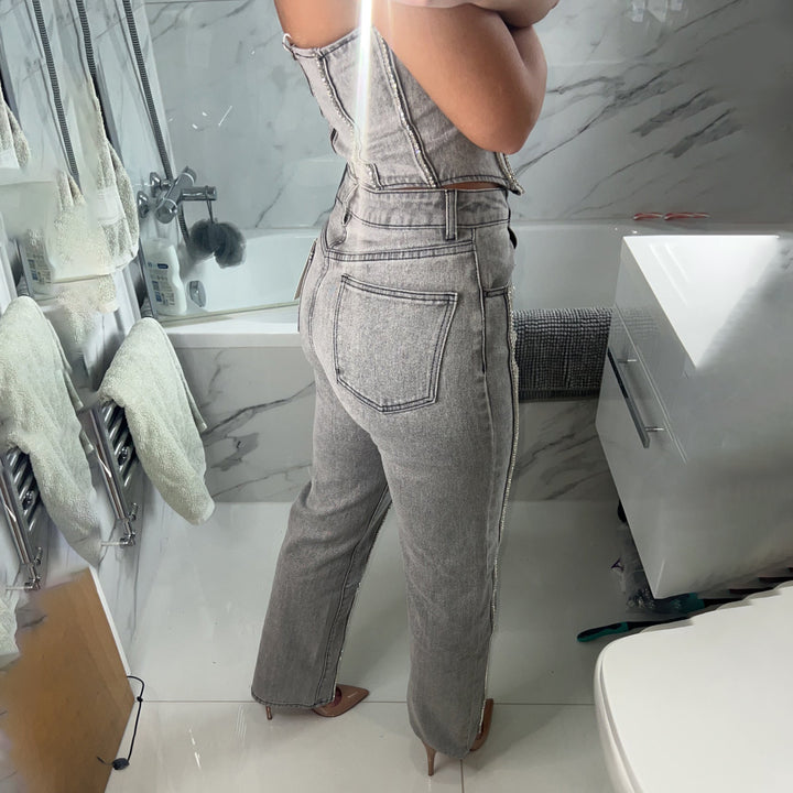 Damen Glamouröse Jeans mit funkelnden Applikationen Drune