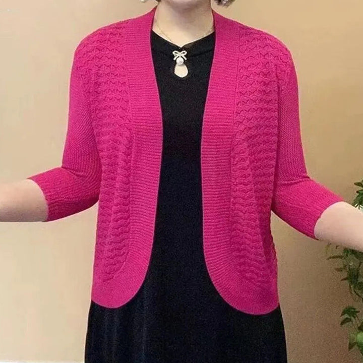 Damen Strickjacke mit 3/4-Ärmeln und strukturiertem Muster Drune