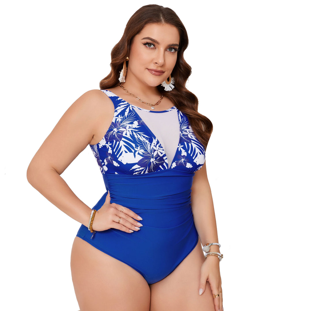 Damen Hochgeschnittener Badeanzug mit Floral-Muster Drune