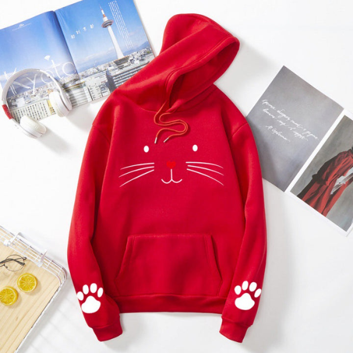 Damen Kapuzenpullover mit süßem Katzenmotiv Drune