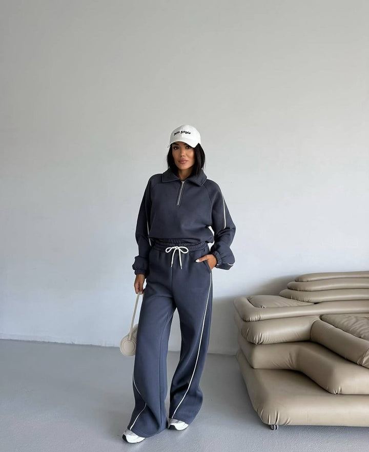 Damen Sportanzug mit hohem Kragen und weitem Schnitt Drune