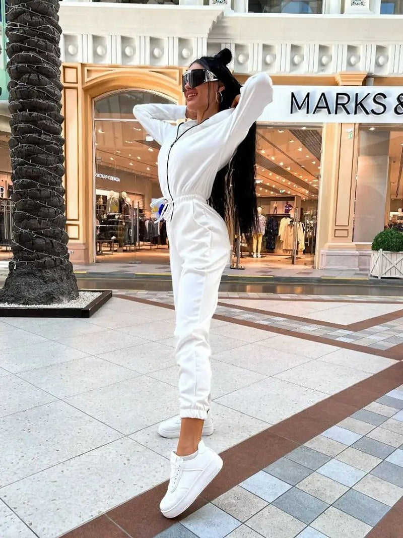 Damen Jumpsuit mit hohem Kragen und elastischem Bund Drune