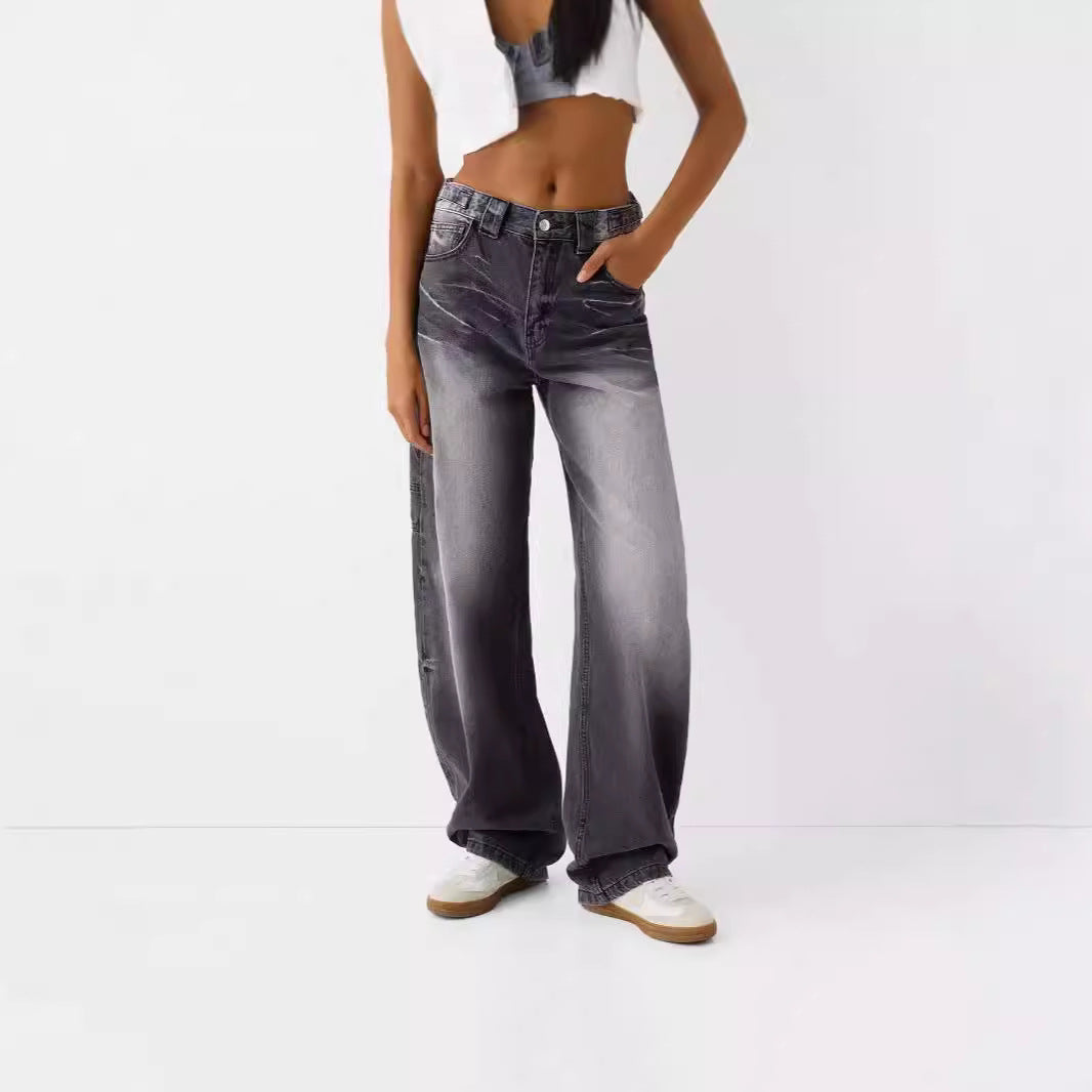 Damen weite High-Waist Jeans mit elegantem Schnitt und lässigem Design Drune