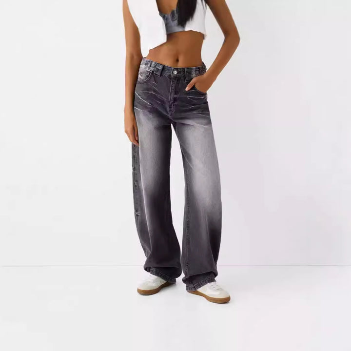 Damen weite High-Waist Jeans mit elegantem Schnitt und lässigem Design Drune