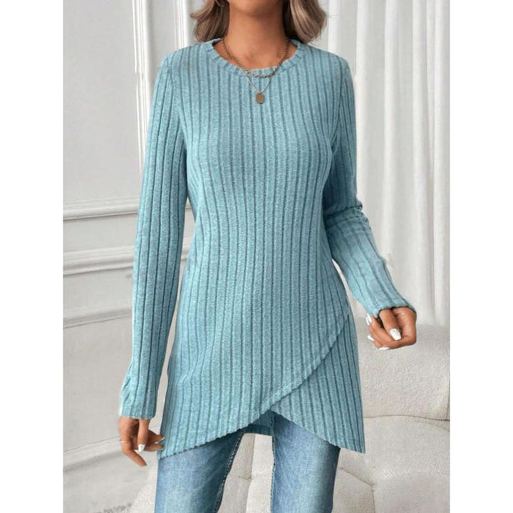 Damen Langärmliges Tunika-Shirt mit raffiniertem Wickeldesign Drune