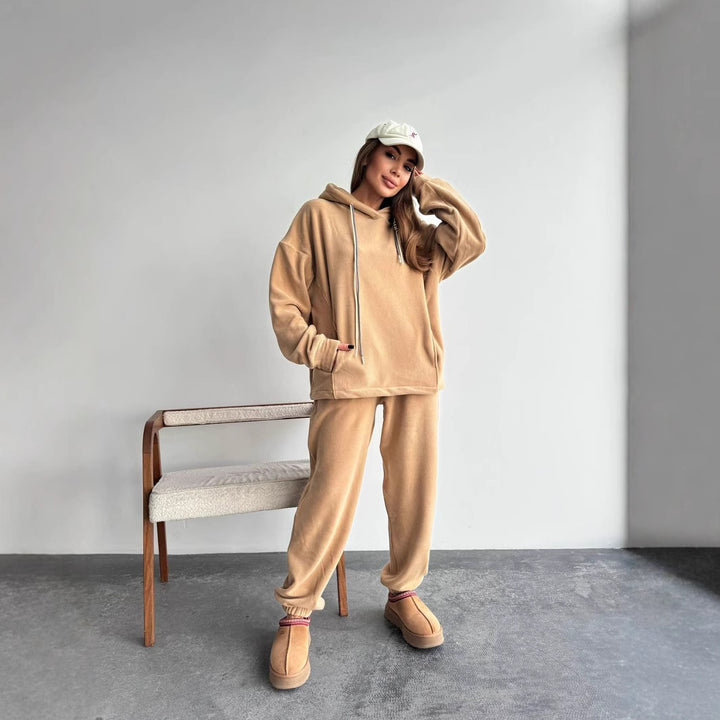 Damen gemütliches Fleece-Jogginganzug-Set Drune