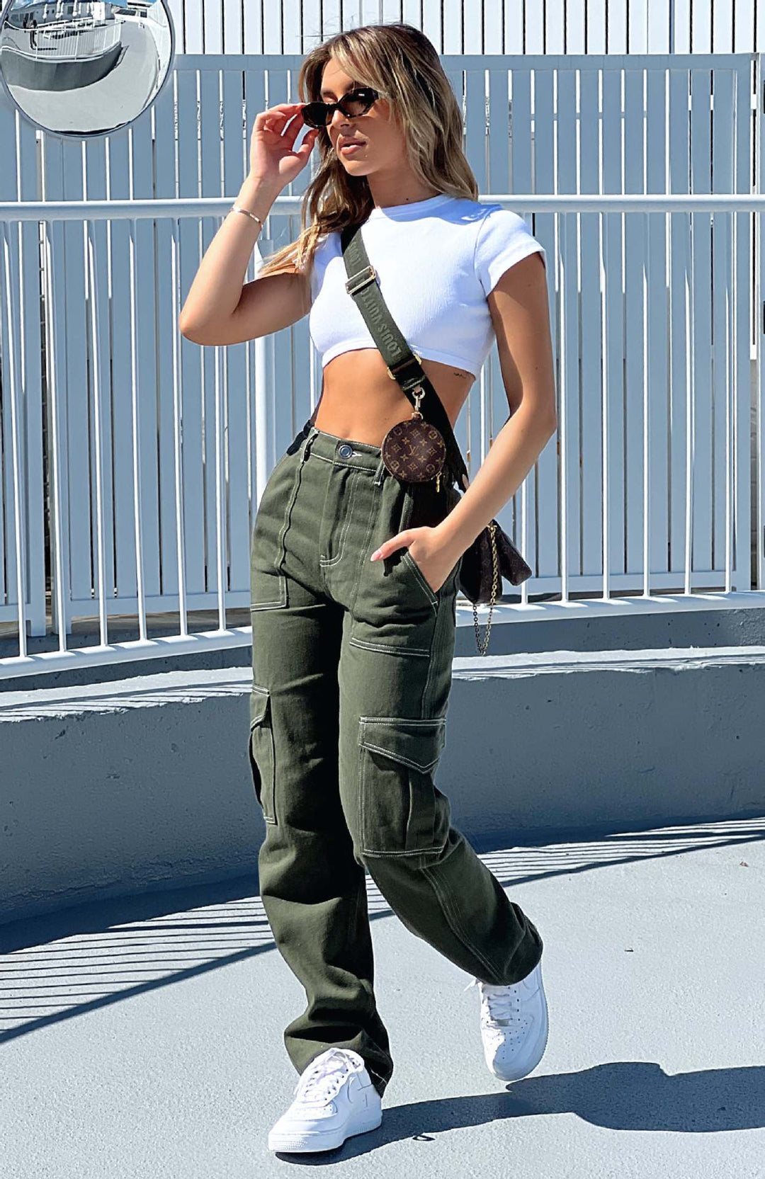 Damen Cargohose im lässigen Urban-Style mit hohem Bund und praktischen Seitentaschen Drune