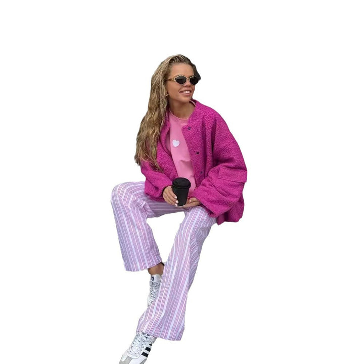 Damen Oversized Fleecejacke mit kuscheliger Innenseite und modischem Schnitt Drune