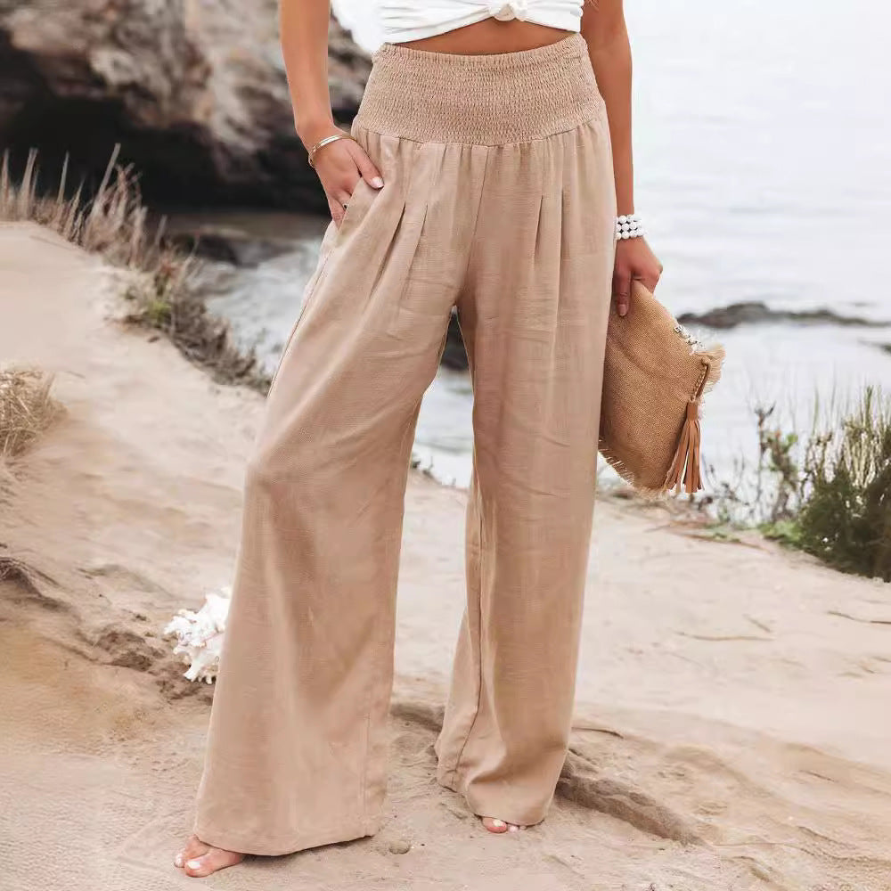 Damen Leichte und weite Sommerhose mit elastischem Bund Drune