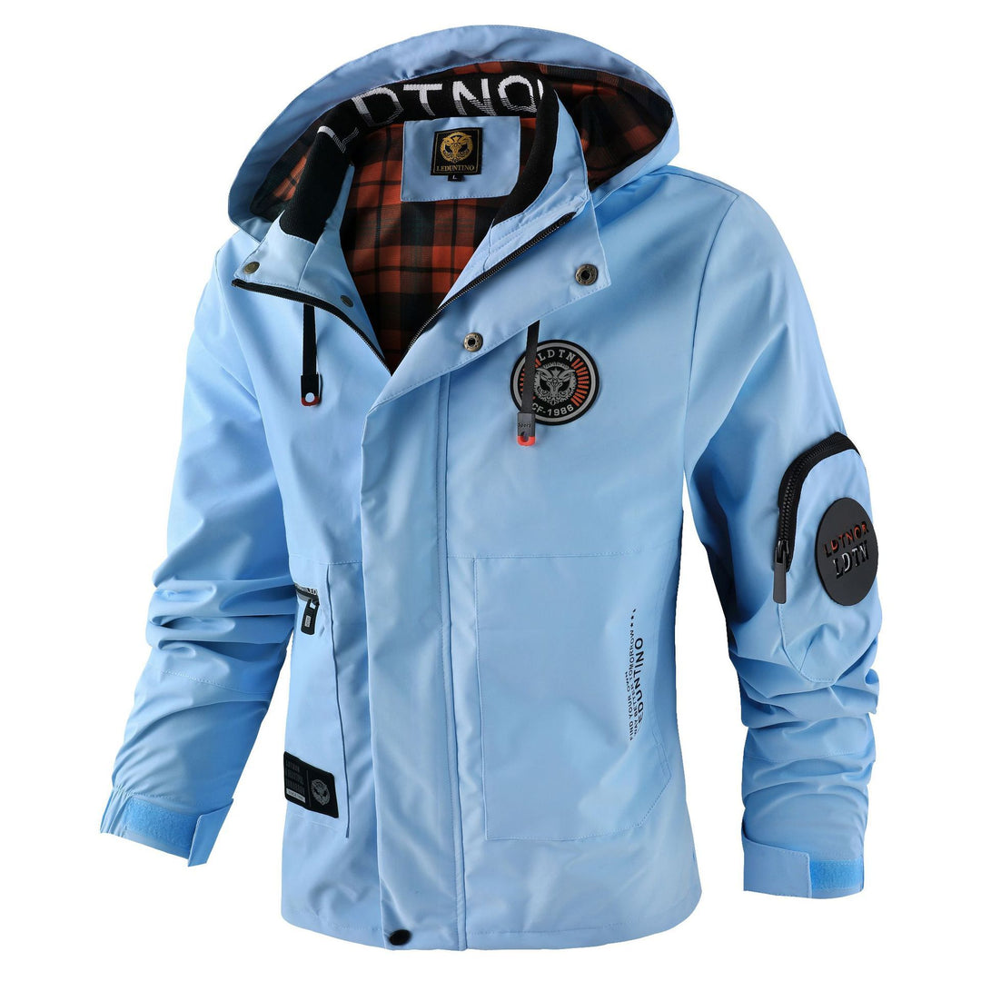 Herren nan wasserdichte Parka-Jacke mit Kapuze, mehrfachen Utility-Taschen, verstärkten Ärmelabschlüssen und winddichter Membran Drune