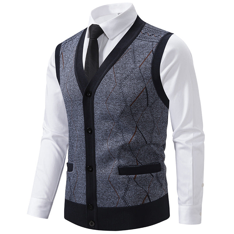Herren modische Strickweste mit raffinierten Mustern und praktischen Taschen Drune