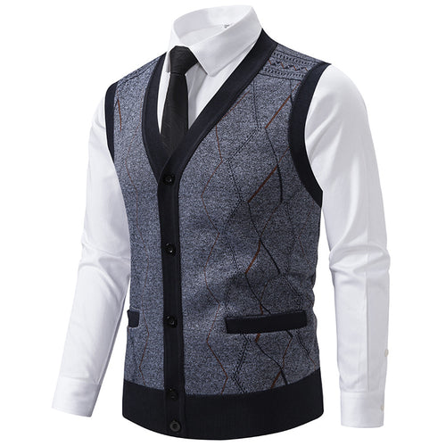 Herren modische Strickweste mit raffinierten Mustern und praktischen Taschen Drune