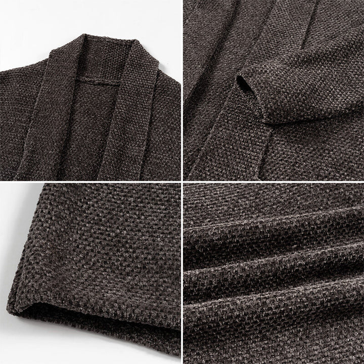 Herren modische Strickjacke mit offenem Kragen und praktischen Taschen Drune