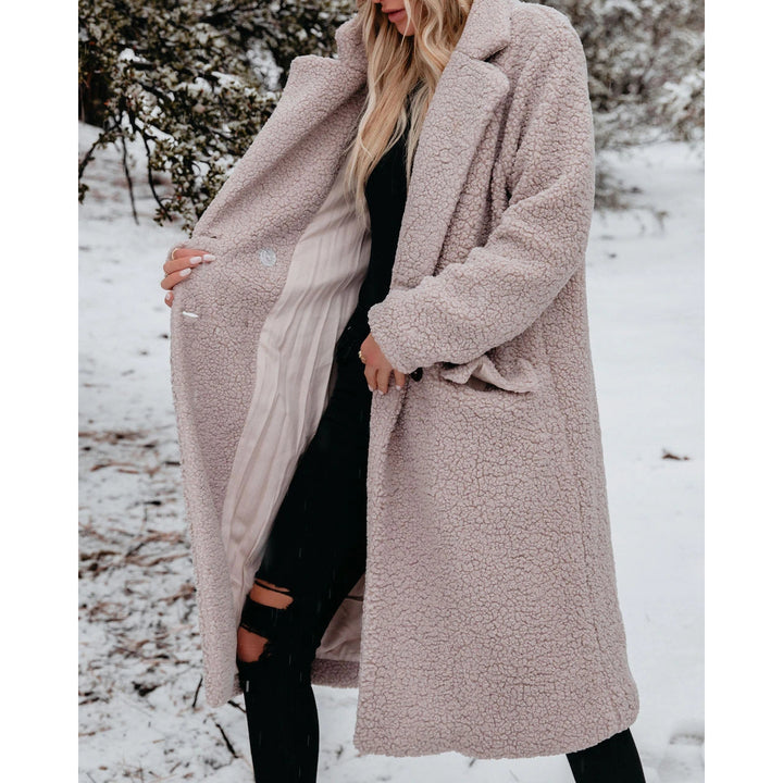 Damen Oversized Teddy-Mantel mit Knopfverschluss und praktischen Taschen Drune