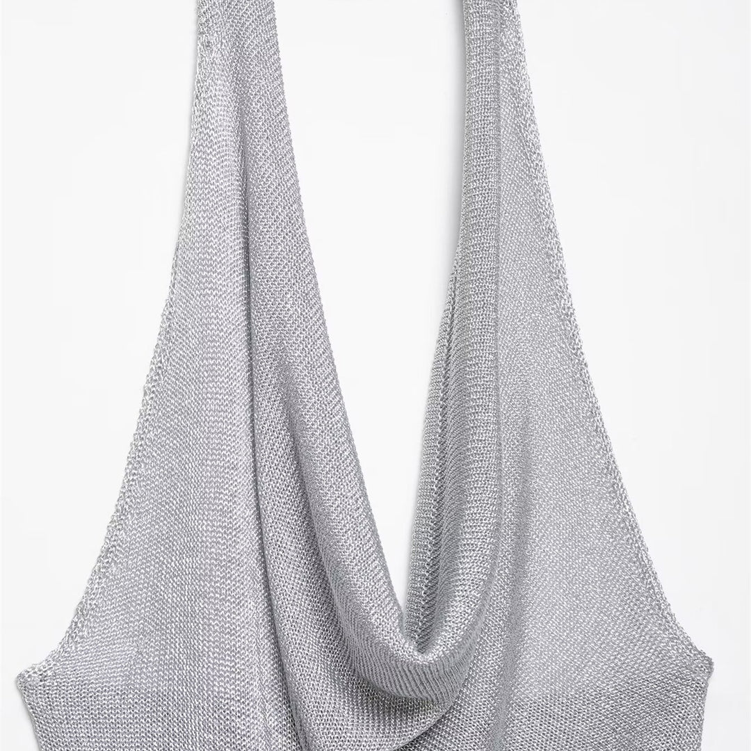Damen Haltertop mit elegantem Wasserfallausschnitt und figurumspielendem Schnitt Drune