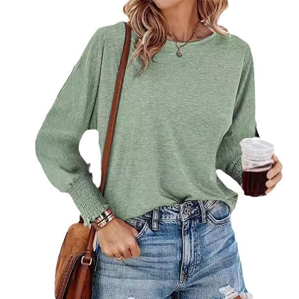 Damen lässiges Langarmshirt mit einzigartigen Ärmelabschlüssen Drune