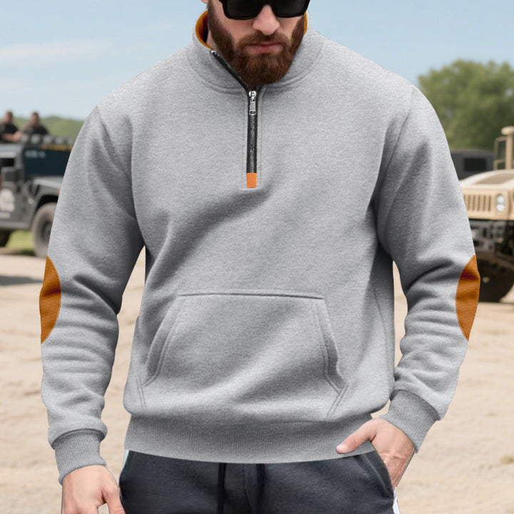 Herren sportlicher Pullover mit halbem Reißverschluss und praktischem Kängurutasche Drune