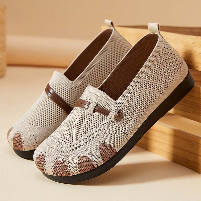 Damen nan gestrickter Komfort-Slipper mit Zehenoptik, elastischem Einstieg und stoßdämpfender EVA-Sohle Drune