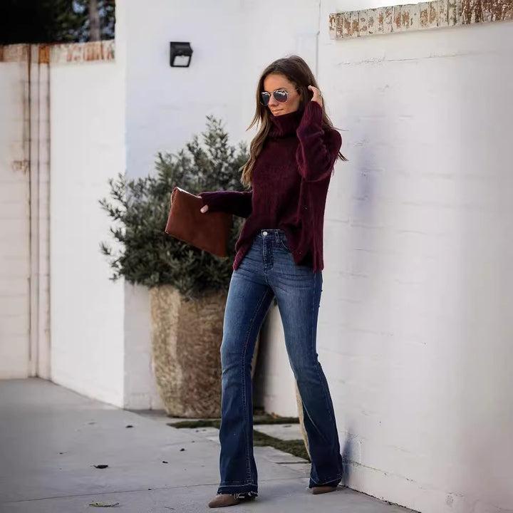 Damen elegante Bootcut-Jeans Drune