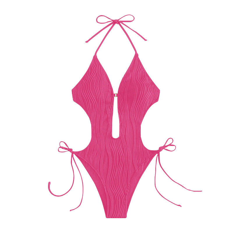 Damen Einteiler Badeanzug mit asymmetrischem Schnitt und eleganten Rüschendetails Drune