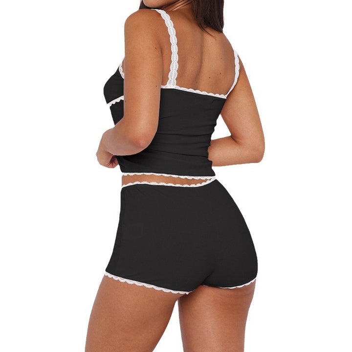 Damen Freizeit-Lounge-Set mit Spitze und verstellbaren Trägern Drune