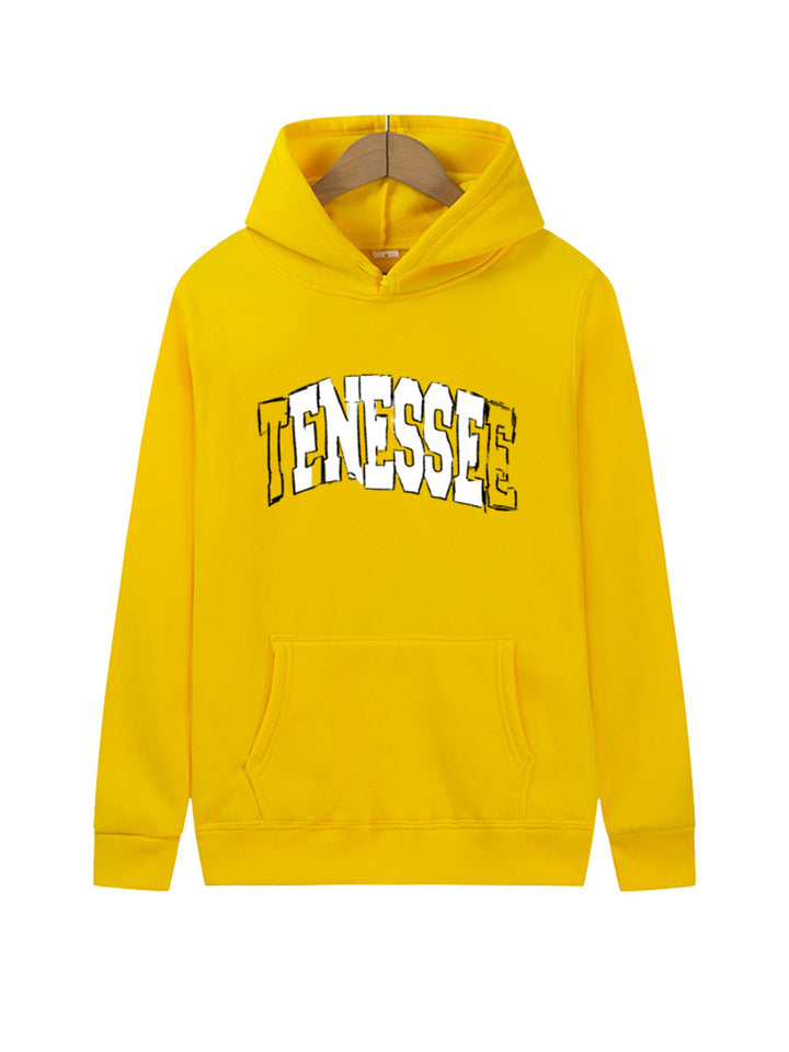 Damen Kapuzenpullover mit auffälligem Schriftzug und praktischem Kängurutasche Drune