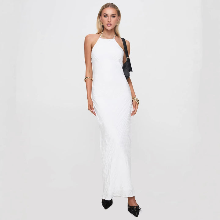 Damen Maxikleid mit elegantem Halsauschnitt und figurformendem Schnitt Drune