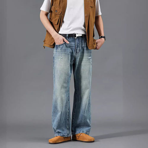 Herren entspannte Jeans im modernen Destroyed-Look Drune