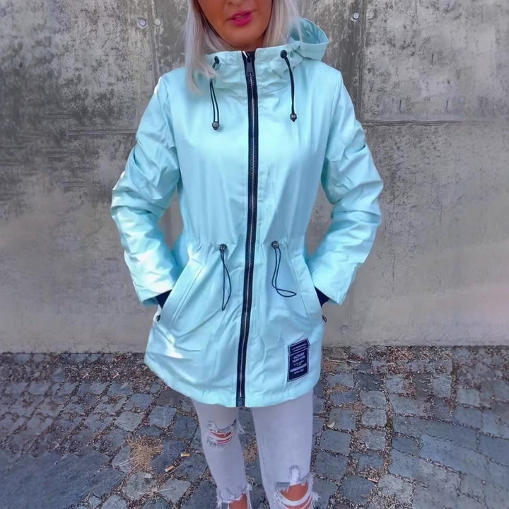 Damen lässige Regenjacke mit justierbarem Kordelzug Drune