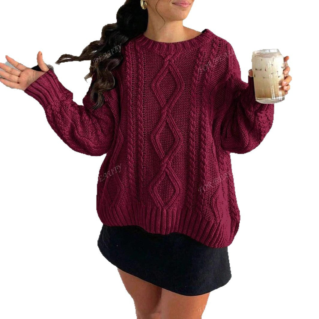 Damen Grobstrickpullover mit raffiniertem Zopfmuster und weitem Schnitt Drune
