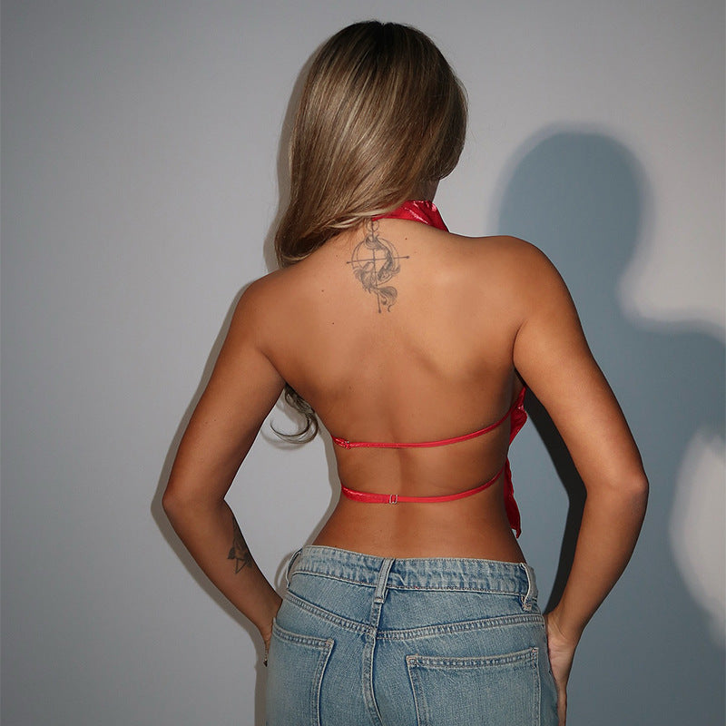 Damen modernes Crop-Top mit Stehkragen und seitlichen Cut-Outs Drune
