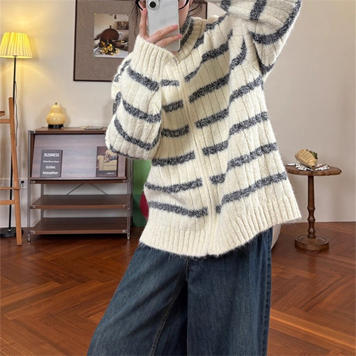 Damen Strickpullover mit hohem Kragen Drune