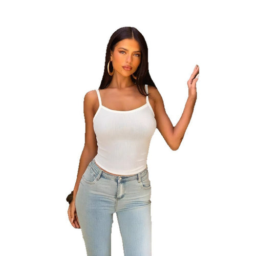 Damen Basic Tops mit verstellbaren Trägern und figurbetontem Schnitt Drune