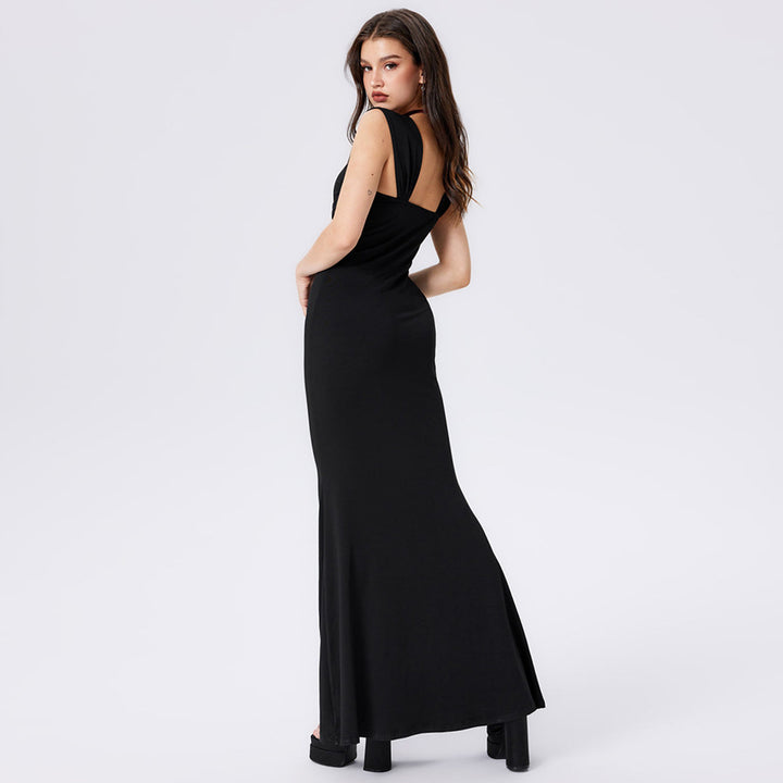 Damen figurbetontes Maxikleid mit Drapierungsdetails Drune