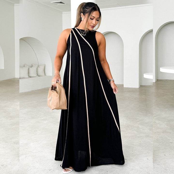 Damen Maxikleid mit asymmetrischem Schnitt und eleganter Schnürung Drune
