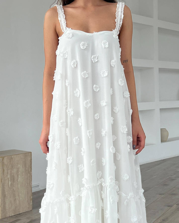 Damen Sommerliches Maxikleid mit floralem Relief und voluminösem Saum Drune