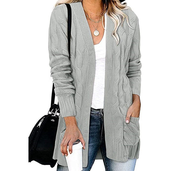 Damen Strickjacke im eleganten Kabelmuster mit offenen Taschen Drune