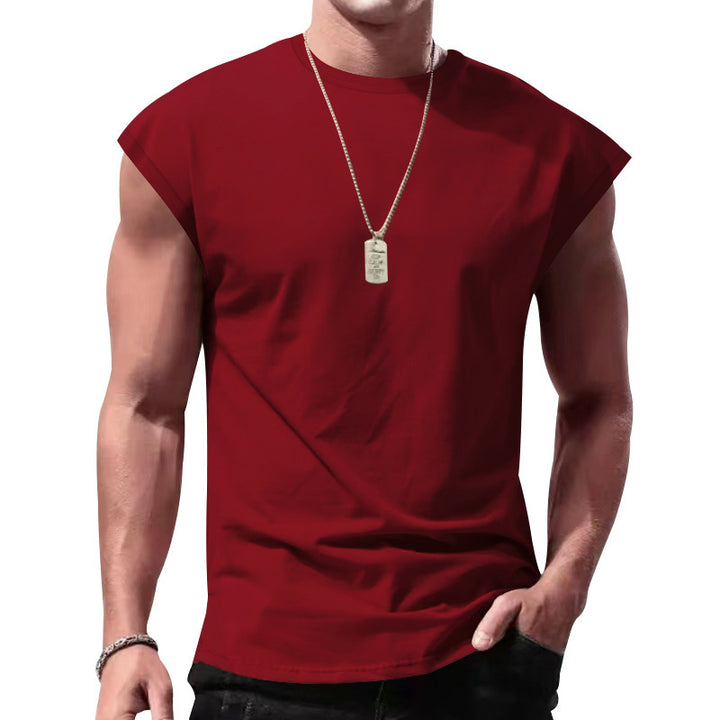 Herren nan lockeres ärmelloses Muskelshirt aus Baumwolljersey mit überschnittener Schulterpartie Drune