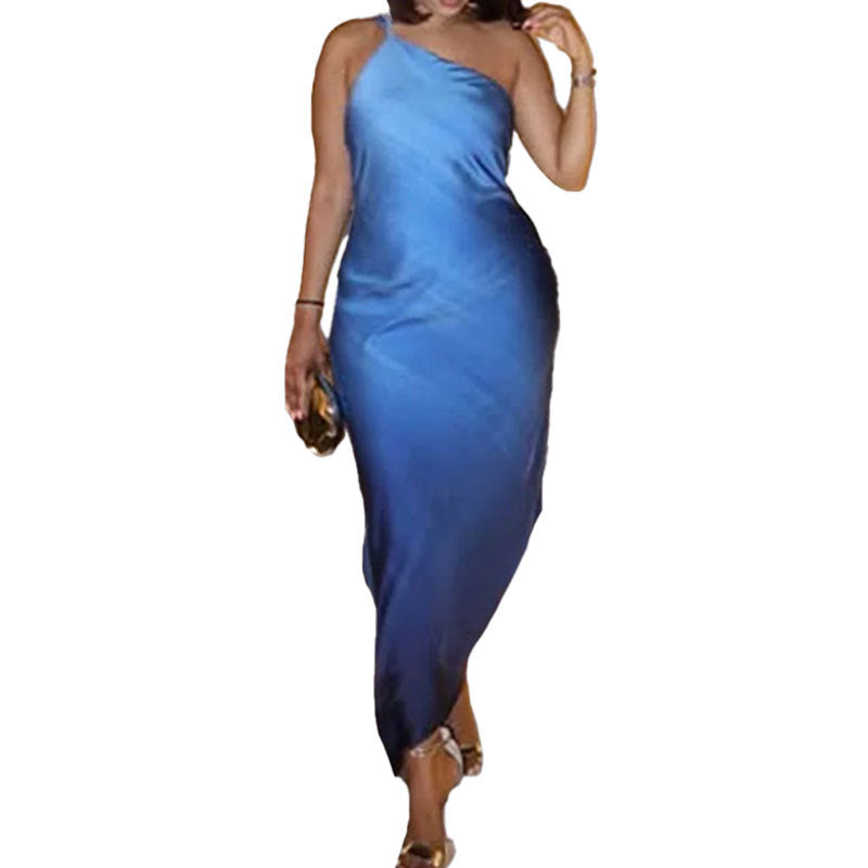 Damen Maxikleid mit elegantem schulterfreiem Design und seitlichem Schlitz Drune