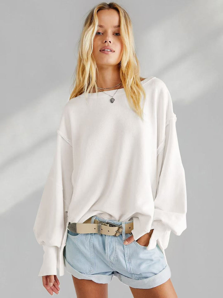 Damen Oversized Sweatshirt mit lässigen Puffärmeln Drune
