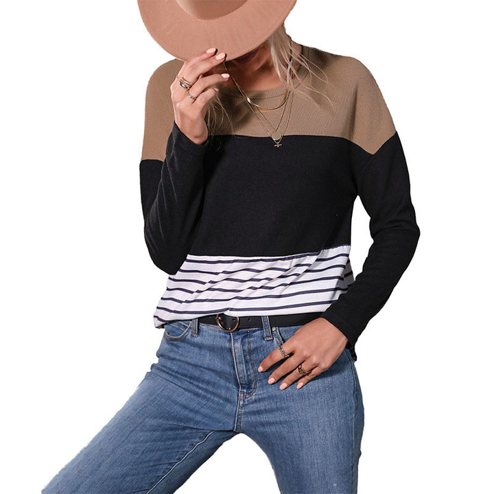 Damen Lässiger Strickpullover mit gestreiftem Design und modernen Akzenten Drune