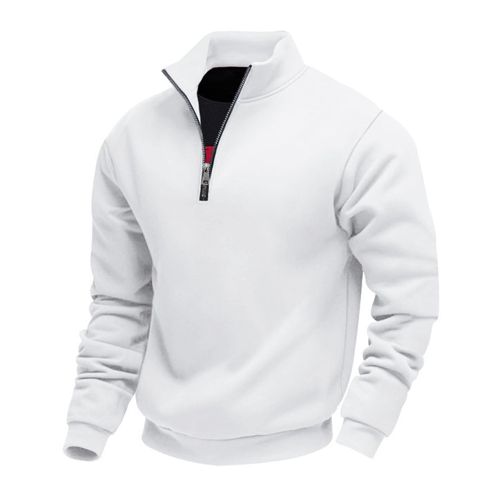 Herren nan angerauter Sweat-Halbzip mit kontrastiertem Innenkragen und elastischem Saum Drune