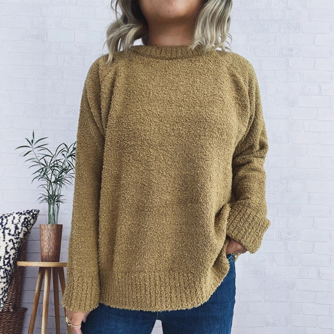 Damen wärmender Strickpullover mit lässigem Schnitt und strukturiertem Design Drune