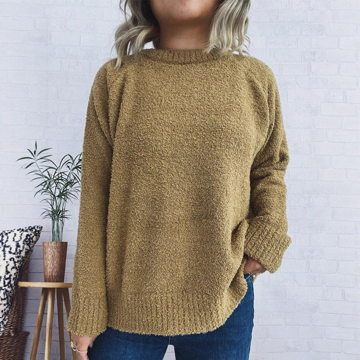 Damen wärmender Strickpullover mit lässigem Schnitt und strukturiertem Design Drune