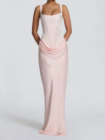 Damen Elegantes Maxikleid mit tiefem V-Ausschnitt und seitlichem Schlitz Drune