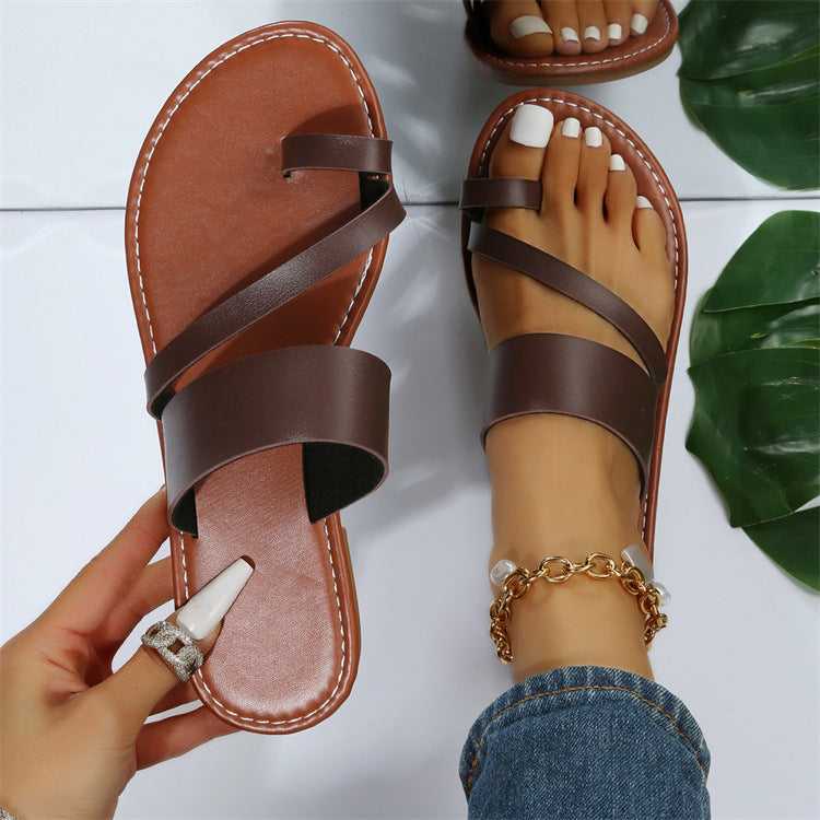 Damen Minimalistische Riemensandalen mit bequemer Sohle Drune