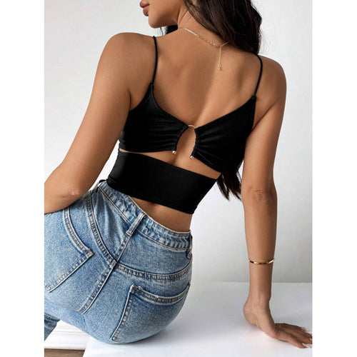Damen Figurbetontes Spaghetti-Top mit leichtem Stretch Drune